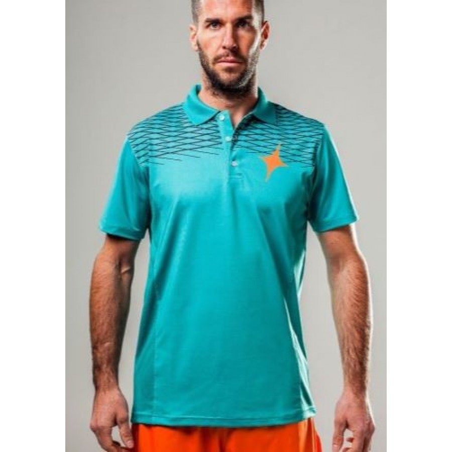 CLOTHING of paddle tennis POLO Green Grid