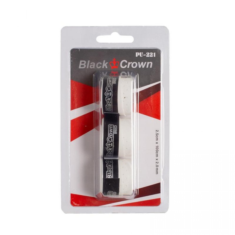 Blister Black Crown Perforado Blanco 3 Overgrips  Oferta + Barato