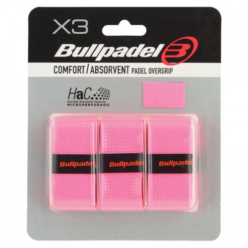 Blister Bullpadel 3 Overgrips GB1201 Comfort Perforated Pink Fluor Blister Bullpadel 3 Overgrips GB1201 Comfort Perforated Pink Fluor