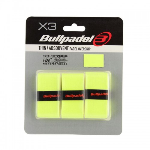 Blister Bullpadel 3 Overgrips GB1705 Senso Perforated Yellow Sulfur Fluor Blister Bullpadel 3 Overgrips GB1705 Senso Perforated Yellow Sulfur Fluor