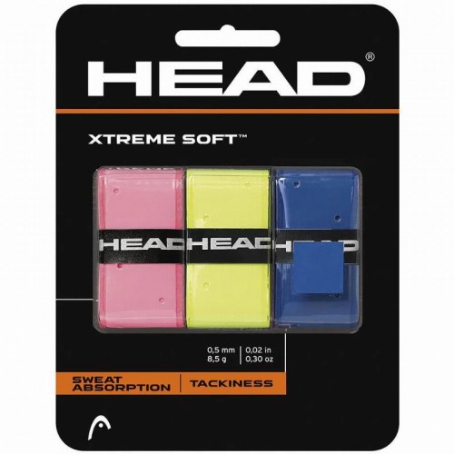 Blister Overgrips Head Xtreme Soft Pink Yellow Blue 3 Units Blister Overgrips Head Xtreme Soft Pink Yellow Blue 3 Units