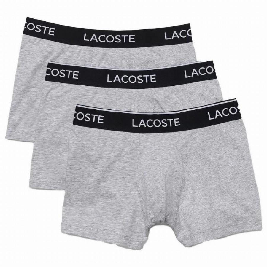 Boxers Lacoste Casual Gris Vigore 3 Unidades  Oferta + Barato