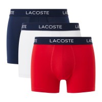 Lacoste Piqué Blu Navy Bianco Rosso Boxer 3 Unità  Offerta + Economico