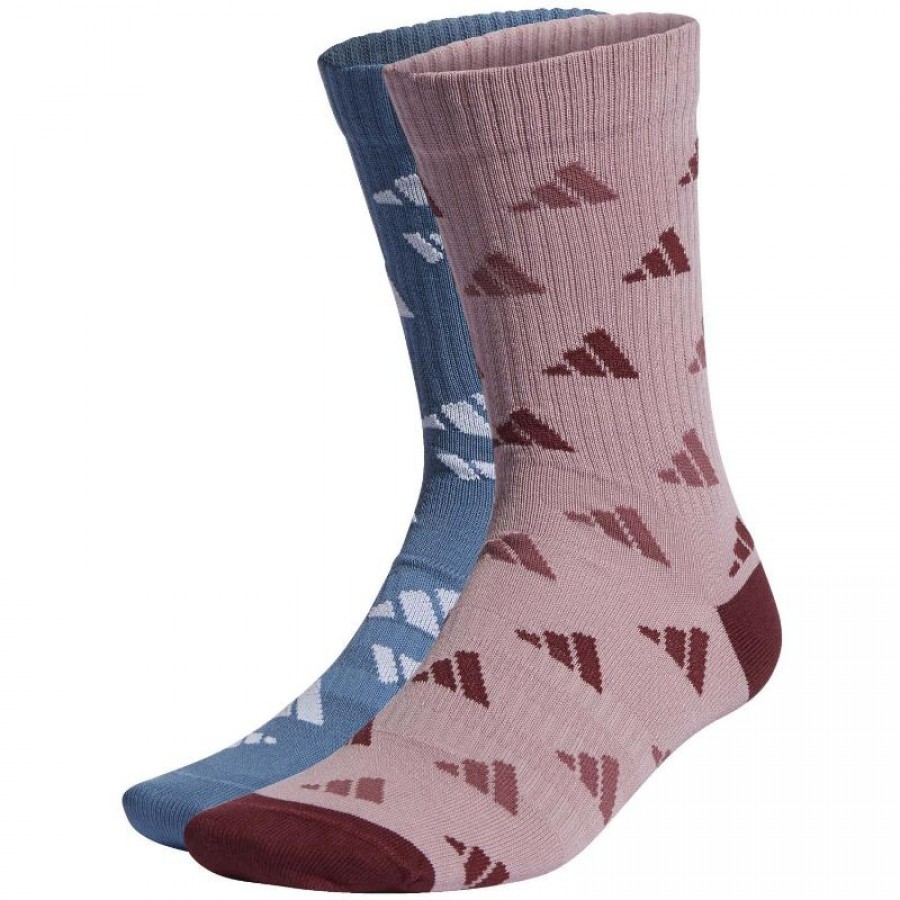 Calcetines Adidas Crew AOP Azul Malva 2 Pares