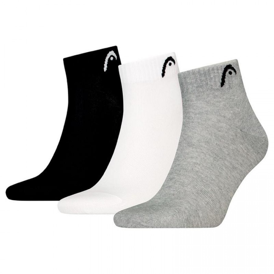 Calcetines Head All Sports Quarter Negro Blanco Gris 3 Pares  Oferta + Barato