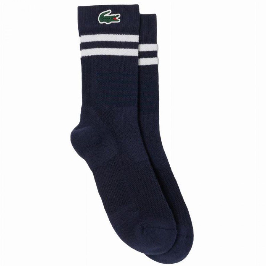 Calcetines Lacoste Sport Corte Alto Marino Blanco 1 Par  Oferta + Barato