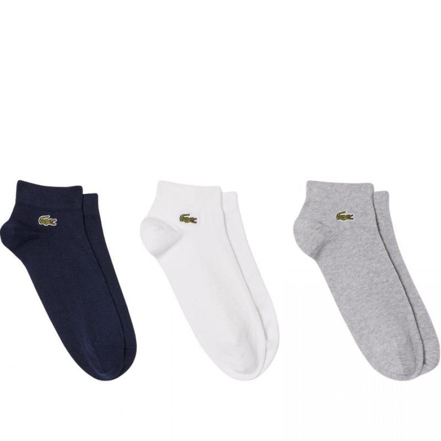 Calcetines Lacoste Sport Corte Bajo Negro Marino Blanco 3 Pares  Oferta + Barato
