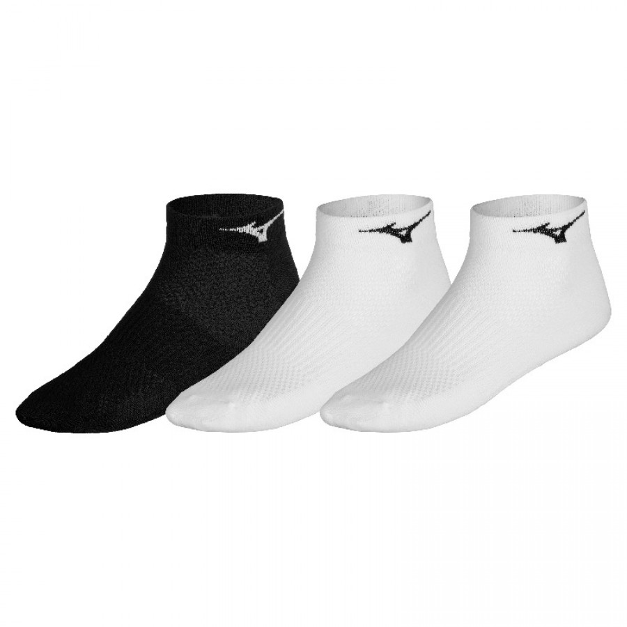Calcetines Mizuno Run Gris Negro Blanco 3 Pares