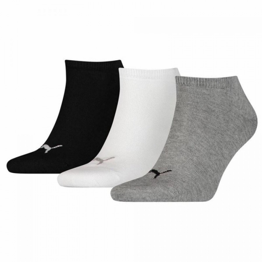 Calcetines Puma Sneaker Negro Blanco Gris 3 pares  Oferta + Barato