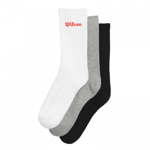 Calcetines Wilson Crew Blanco Gris Negro 3 Pares Calcetines Wilson Crew Blanco Gris Negro 3 Pares