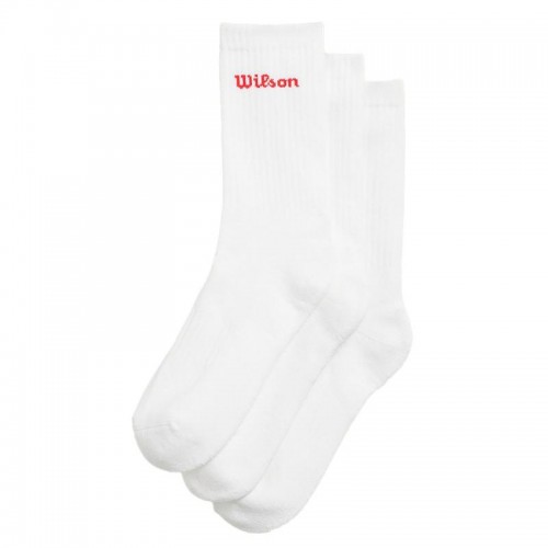 Calcetines Wilson Crew Blanco Rojo 3 Pares Calcetines Wilson Crew Blanco Rojo 3 Pares