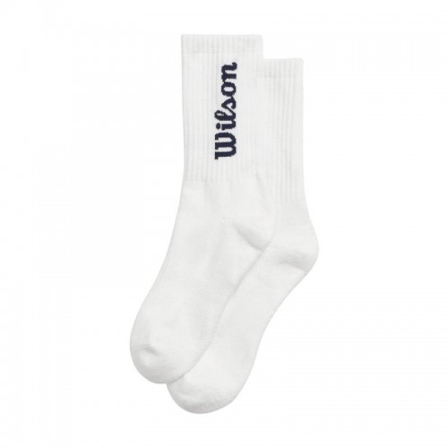 Calcetines Wilson Crew Logo Blanco Azul Marino 1 Par
