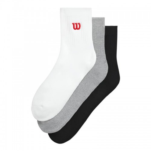 Calcetines Wilson Quarter Top Blanco Gris Negro 3 Pares Calcetines Wilson Quarter Top Blanco Gris Negro 3 Pares