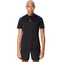 Asics Padel Court SS Top Black Cobalt Blue T-shirt  Offer + Cheap
