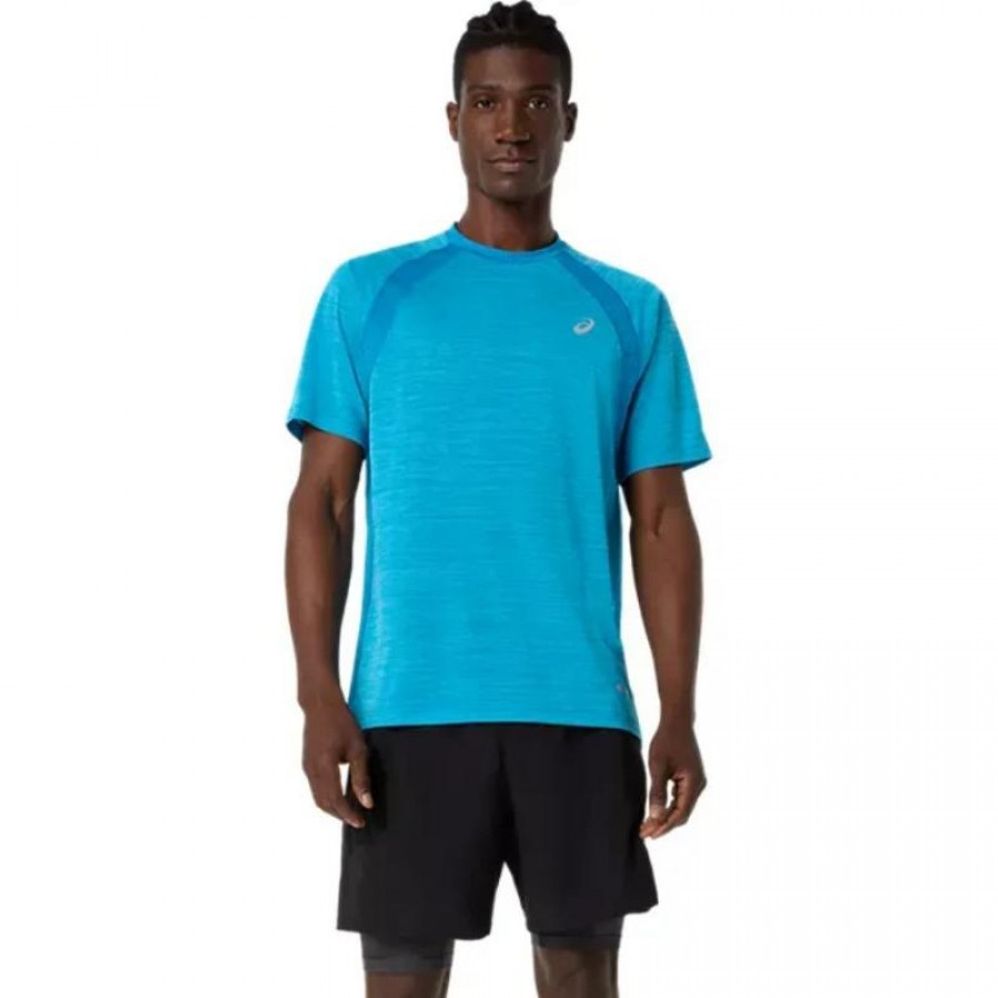 T-shirt Asics Road SS Haut bleu Égéen