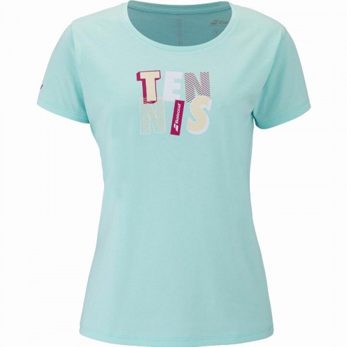 Camiseta Babolat Exercise Message Azul Claro Mujer