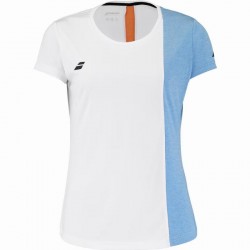 Camiseta Babolat Play Capsleeve Blanco Naranja Junior
