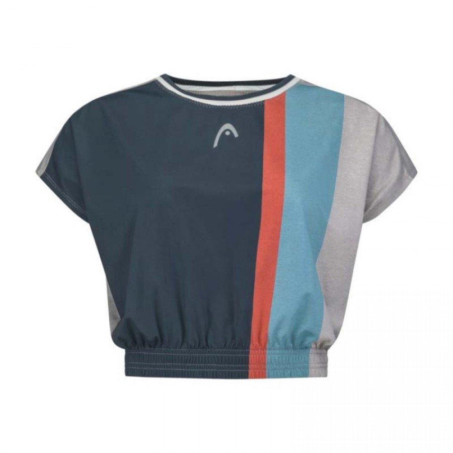 Head Crop Top Blu Navy T-Shirt Donna  Offerta + Economico