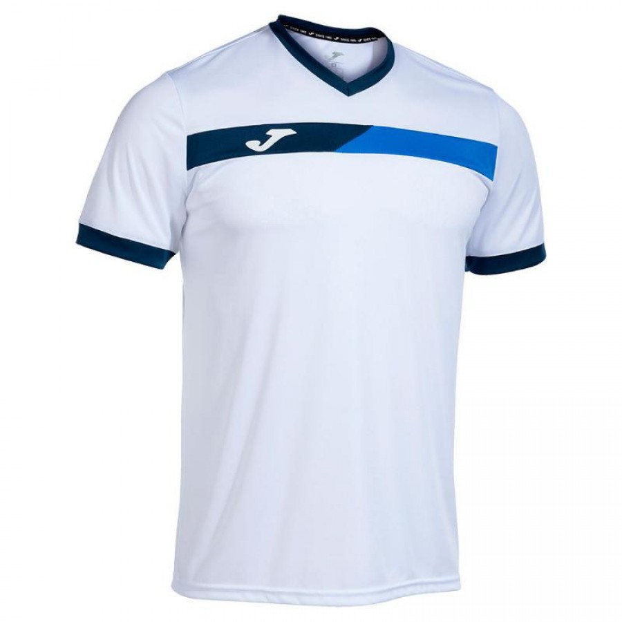 Camiseta Joma Court Blanco Royal Marino  Oferta + Barato