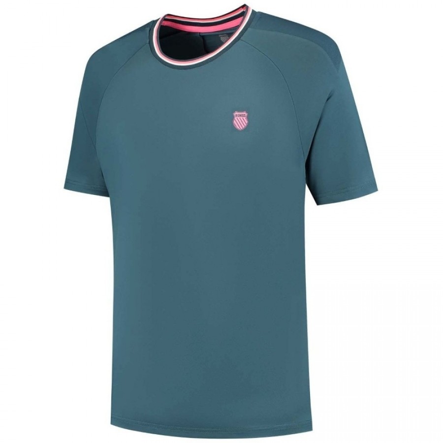 Camiseta Kswiss Hypercourt Mesh Crew 4 Verde Petroleo  Oferta + Barato