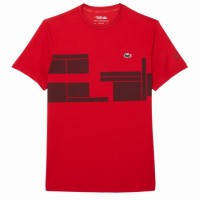 Camiseta Lacoste Novak Djokovic Ultra Dry Rojo Burdeos  Oferta + Barato