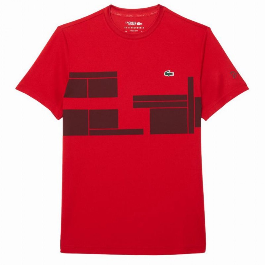 Camiseta Lacoste Novak Djokovic Ultra Dry Rojo Burdeos  Oferta + Barato