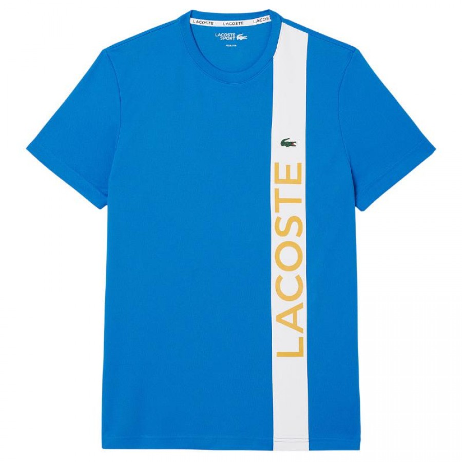 Lacoste Sport Ultra Dry Bleu Blanc T-Shirt  Offre - Pas cher