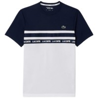 T-shirt Lacoste Ultra Dry bianca blu navy  Offerta + Economico