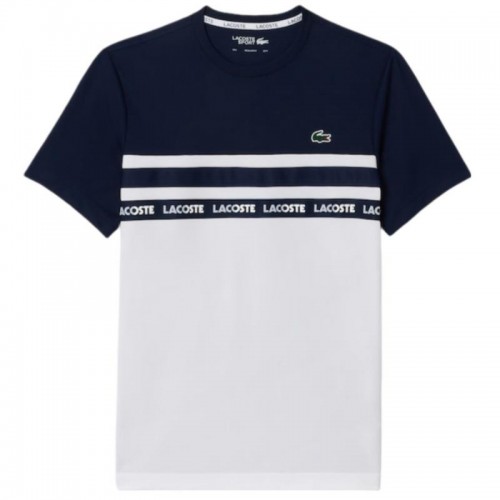 Camiseta Lacoste Ultra Dry Blanco Azul Marino Camiseta Lacoste Ultra Dry Blanco Azul Marino