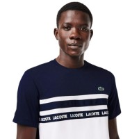 T-shirt Lacoste Ultra Dry bianca blu navy  Offerta + Economico