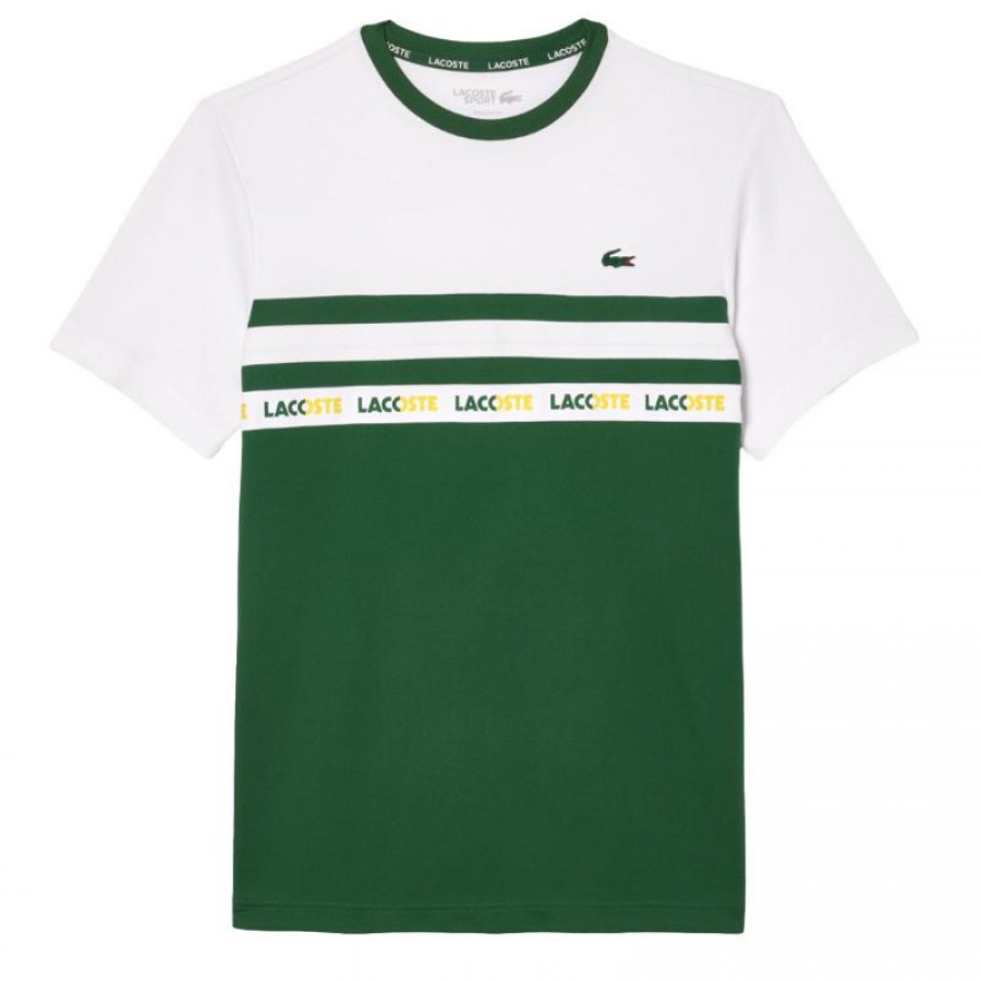 Maglietta Lacoste Ultra Dry Verde Bianco  Offerta + Economico