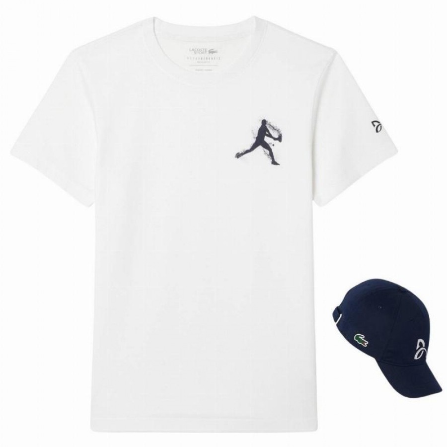 Pack Lacoste Novak Djokovic T-shirt blanc et casquette marine  Offre - Pas cher