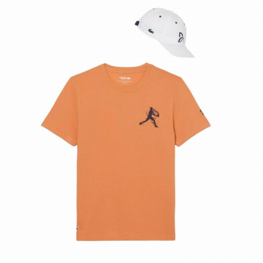 Pack Lacoste Novak Djokovic Orange T-Shirt and White Cap