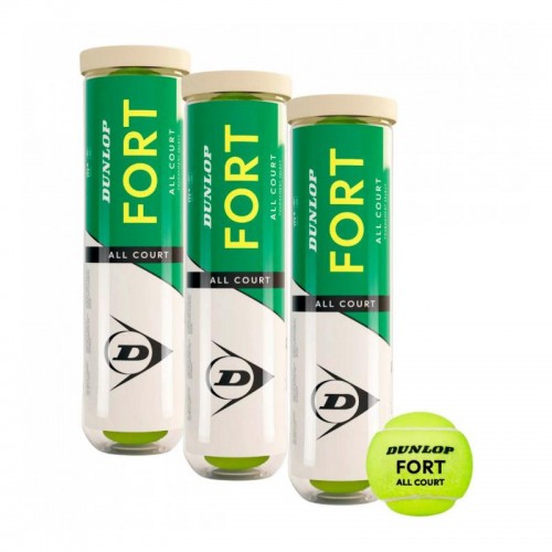 Pack de 3 Botes de 4 Pelotas Dunlop Fort All Court Tenis Pack de 3 Botes de 4 Pelotas Dunlop Fort All Court Tenis