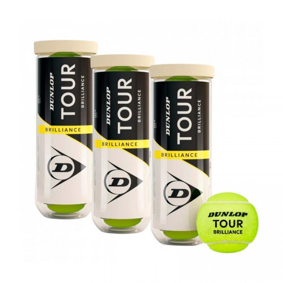 Pack de 3 Botes de Pelotas Dunlop Tour Brillance  Oferta + Barato