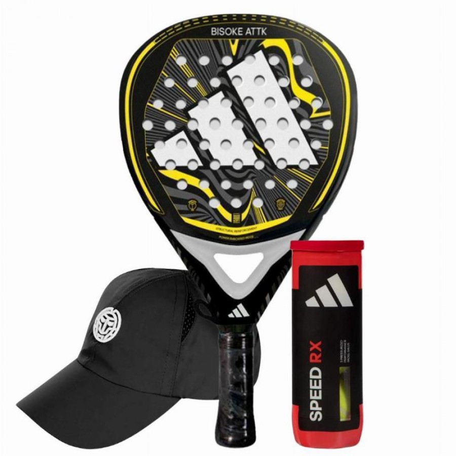 Pack Pala Adidas Bisoke Attack 2024 con Gorra y Pelotas  Oferta + Barato