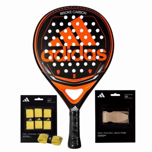 Adidas Bisoke Carbon Racket Pack with Overgrips and Protector Adidas Bisoke Carbon Racket Pack with Overgrips and Protector
