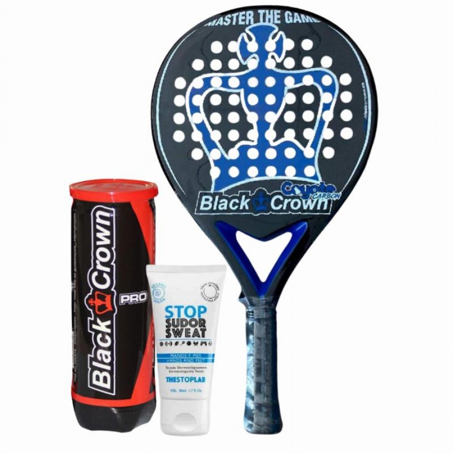 Pack Pala Black Crown Coyote Carbon 3k con Magnesio y Bolas  Oferta + Barato