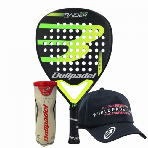 Pack Pala Bullpadel Raider Power con Gorra y Pelotas