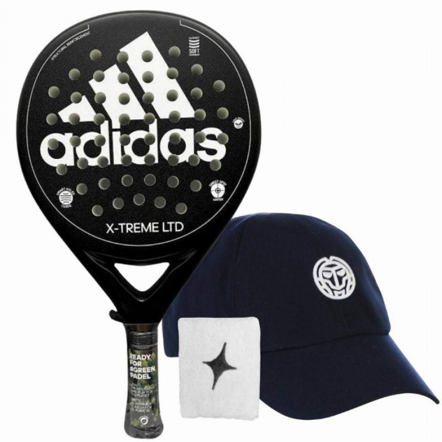 Pack Pala Adidas X-Treme Negro Blanco con Gorra y Munequera   Oferta + Barato