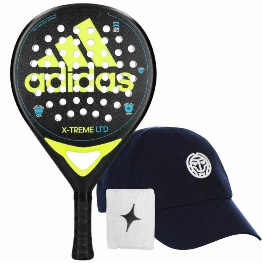 Pack Pala Adidas X-Treme Negro Lima con Gorra y Munequera   Oferta + Barato