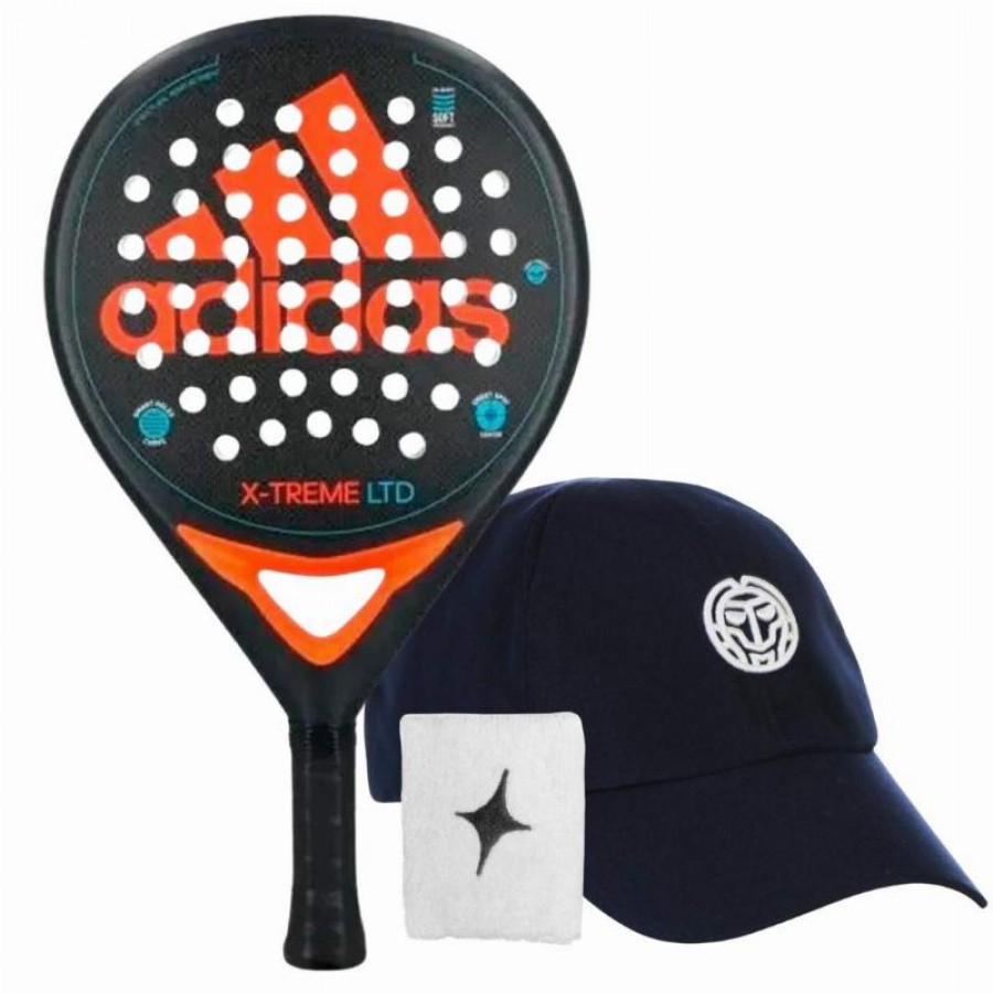 Pack Pala Adidas X-Treme Negro Naranja con Gorra y Munequera   Oferta + Barato
