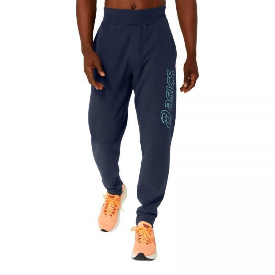 Pantalon Asics Logo Azul Medianoche Verde  Oferta + Barato