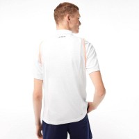 Polo Lacoste Poliester Reciclado Blanco Naranja  Oferta + Barato