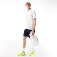 Polo Lacoste Poliester Reciclado Blanco Naranja  Oferta + Barato