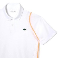 Polo Lacoste Poliester Reciclado Blanco Naranja  Oferta + Barato