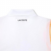 Polo Lacoste Poliester Reciclado Blanco Naranja  Oferta + Barato
