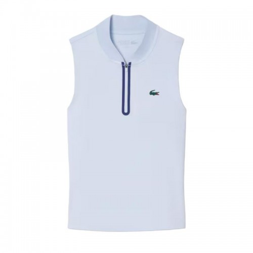 Polo Lacoste Sleeveless Ultra Dry Azul Claro Mujer