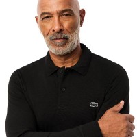Polo Manga Larga Lacoste Regular Fit Algodon Negro  Oferta + Barato
