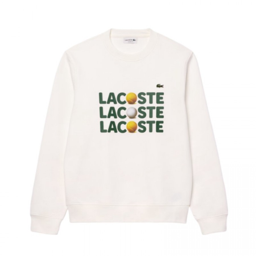 Felpa Lacoste bianca in peluche  Offerta + Economico